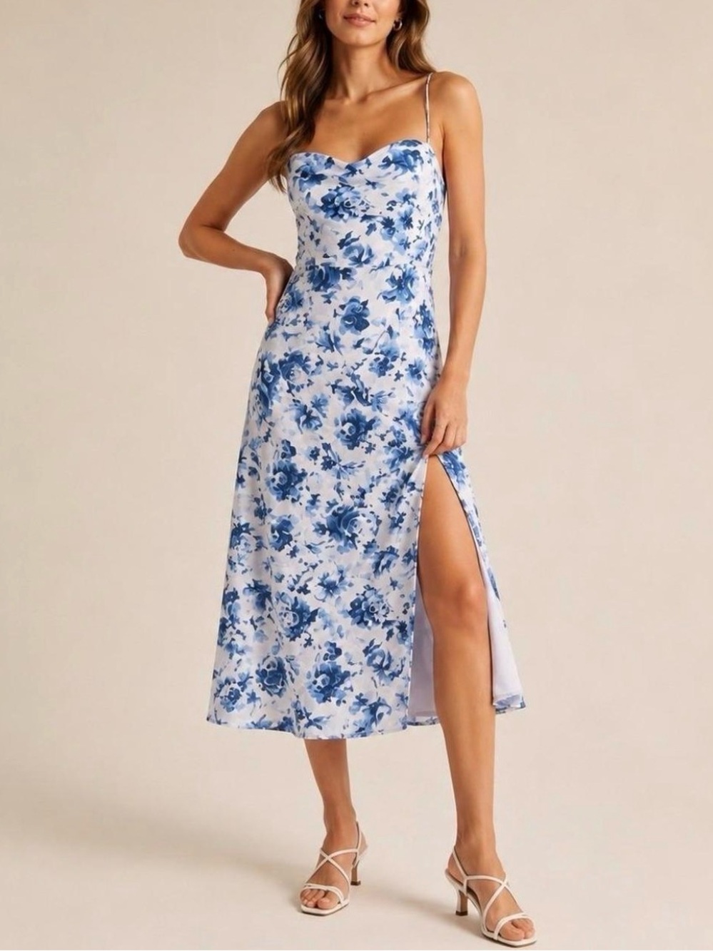 Abercrombie & Fitch Blue and White Floral Slip Dress